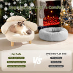 Cat Sofa Bed Furniture Style Velvet Pet Couch with Wood Legs Small Dogs