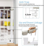 Qmon Baby Gate for Stairs, Auto Close Safety Baby Gates, Extra Tall and Wide Child Gate, Easy Walk Thru Durability Dog Gates for The House, Doorways.