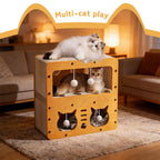 3-in-1 Cat House, Bed & Scratch Post - Multi-Layer Structure Made of Soft, Eco-Friendly Cardboard