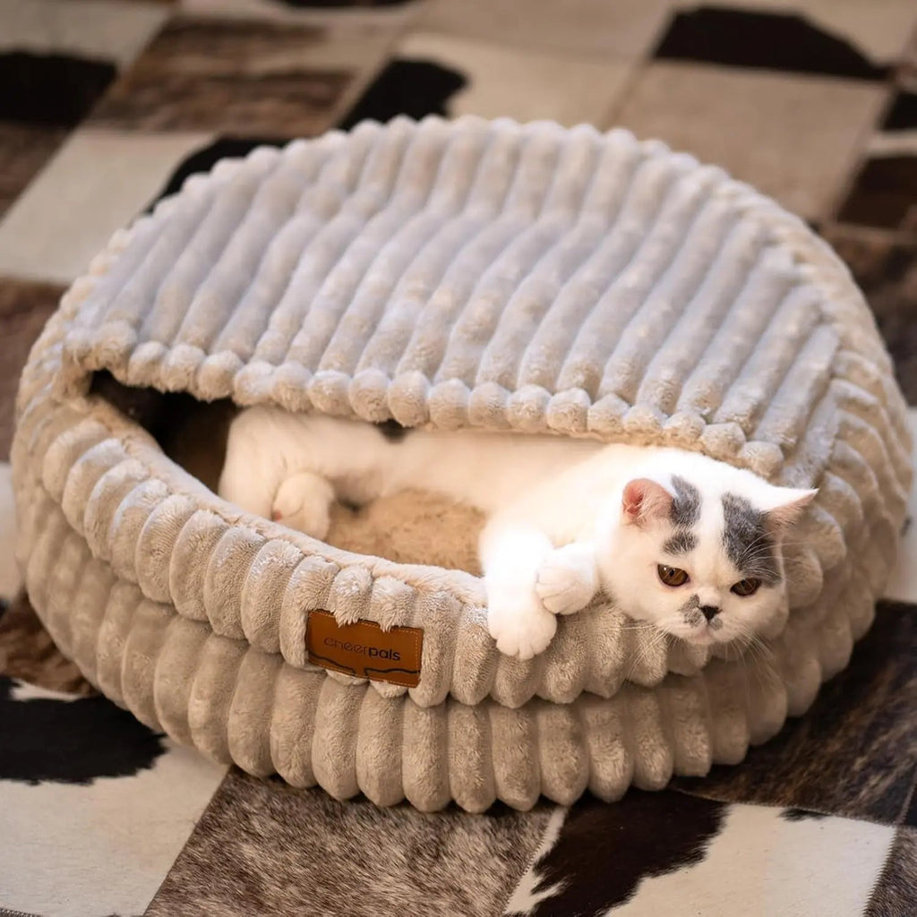 Fluffy Round Soft Cat Bed – Washable Plush Pet Bed for Cats & Small Dogs