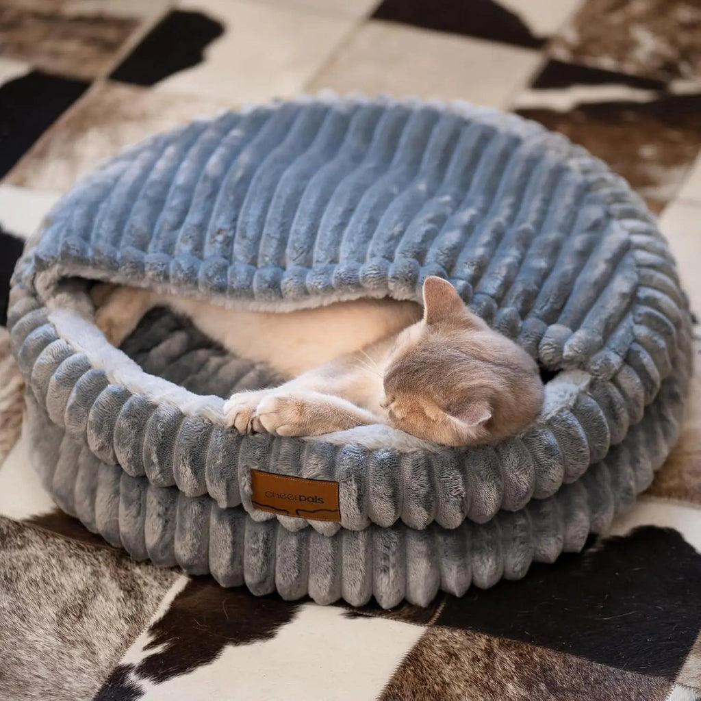 Fluffy Round Soft Cat Bed – Washable Plush Pet Bed for Cats & Small Dogs