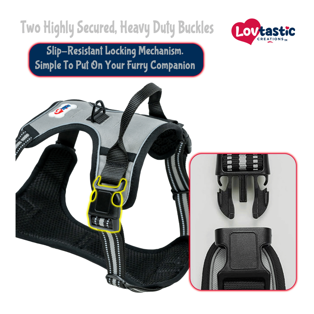 Lovtastic Creations™ No-Pull Dog Harness - with Strong & Durable Dog Leash & Free Poopbag Holder 3pcs Set | Reflective No-Choke Pet Harness