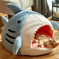 Cute Shark Cat Bed Cave (Up to 20.9 in) - Enclosed Portable Pet Tent Winter Warm