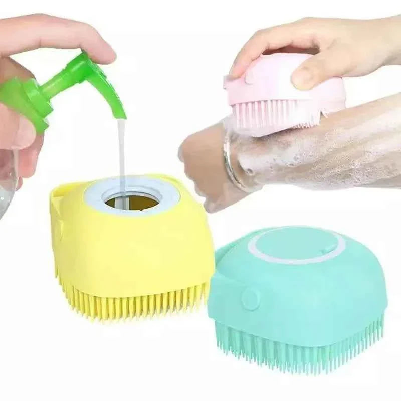 2-in-1 Pet Bath Brush – Soft Silicone Dog Cat Grooming & Massage Comb