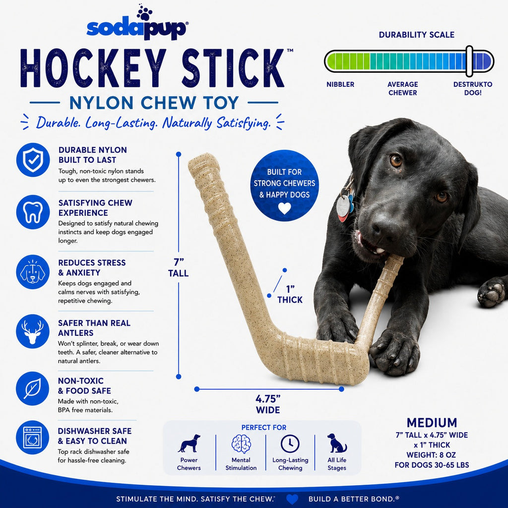 Hockey Stick Nylon Dog Chew Toy - Ultra-Durable for Aggressive Chewers USA