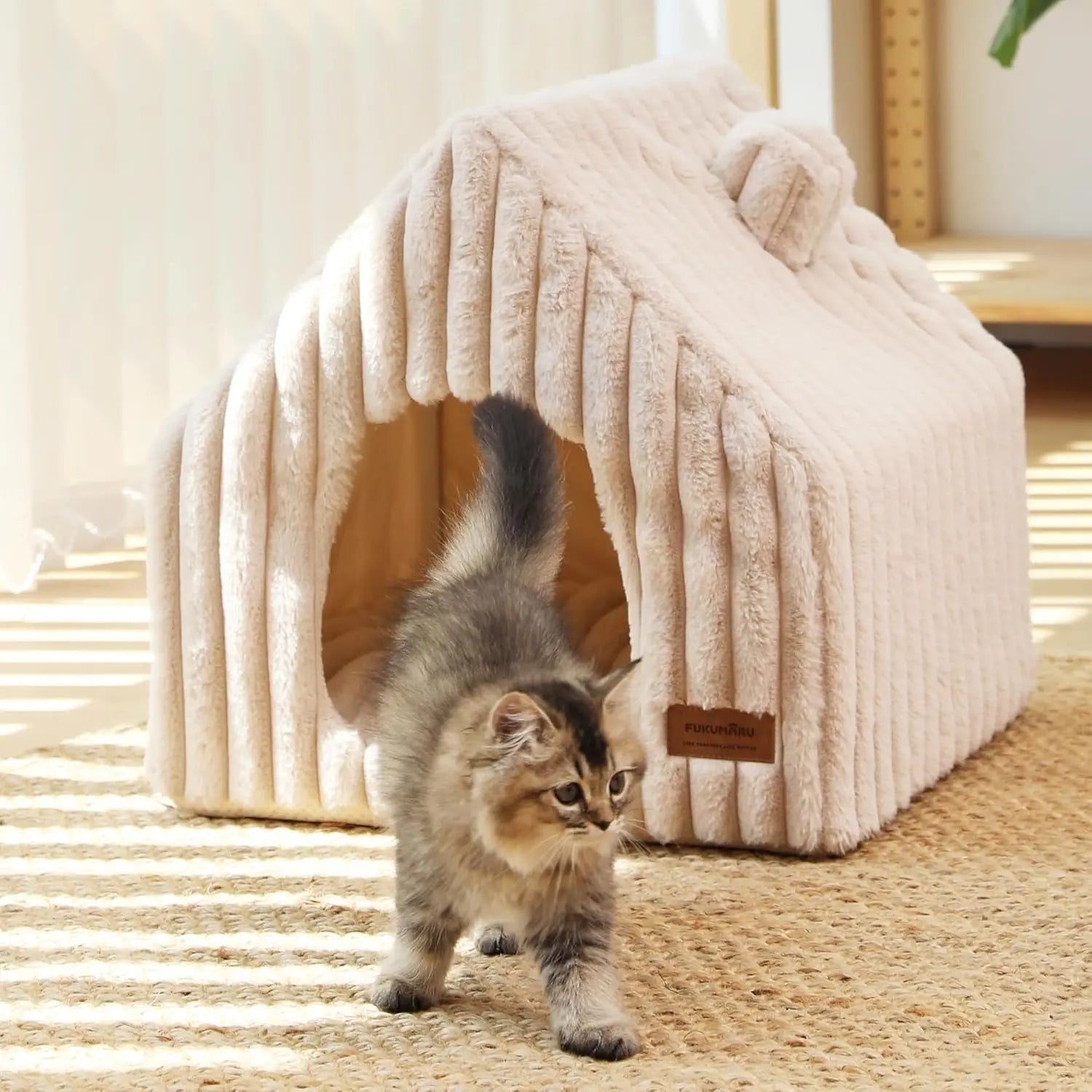 Indoor Cat & Small Dog House, Washable Cozy Cave Bed with Removable Pillow