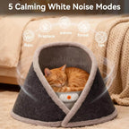 Indoor Heated & Cooling Cat Cave Bed with White Noise Smart Temperature Cat Bed