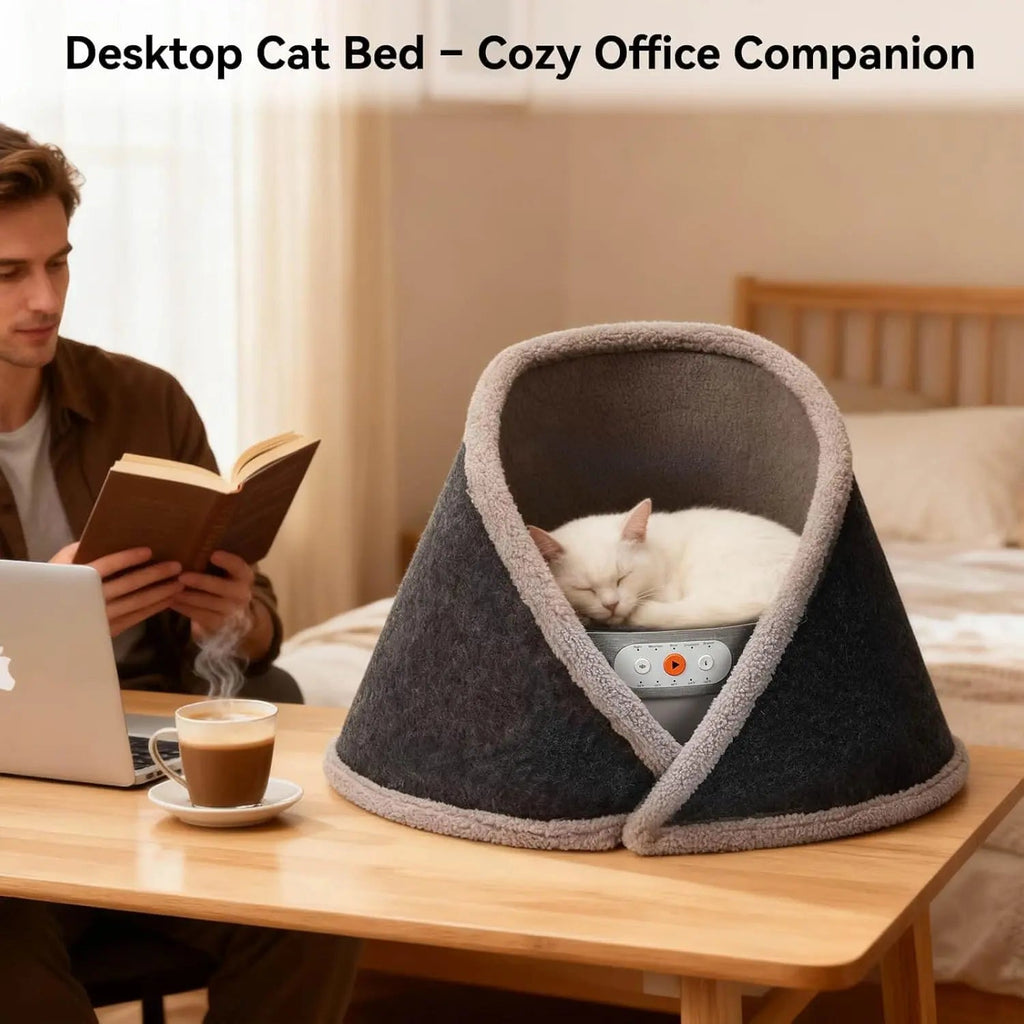 Indoor Heated & Cooling Cat Cave Bed with White Noise Smart Temperature Cat Bed