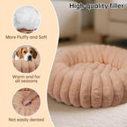 Luxury Donut Dog & Cat Bed, Faux Fur Calming Pet Bed with Non-Slip Base