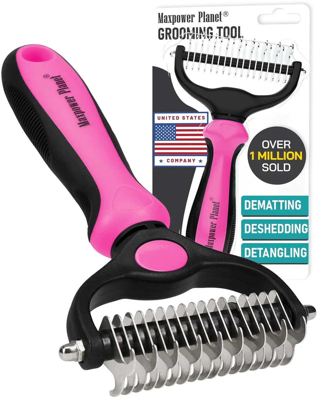 Maxpower Dual-Sided Pet Grooming Rake for Dogs & Cats – Dematting Tool