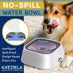 Katziela No Spill Dog & Cat Water Bowl - 35oz Slow Feeder, No Drip, Non-Slip Design