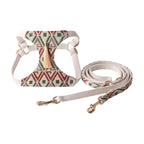 Boho Tassel Dog Harness and Leash Set Adjustable Tribal Pattern Puppy Vest