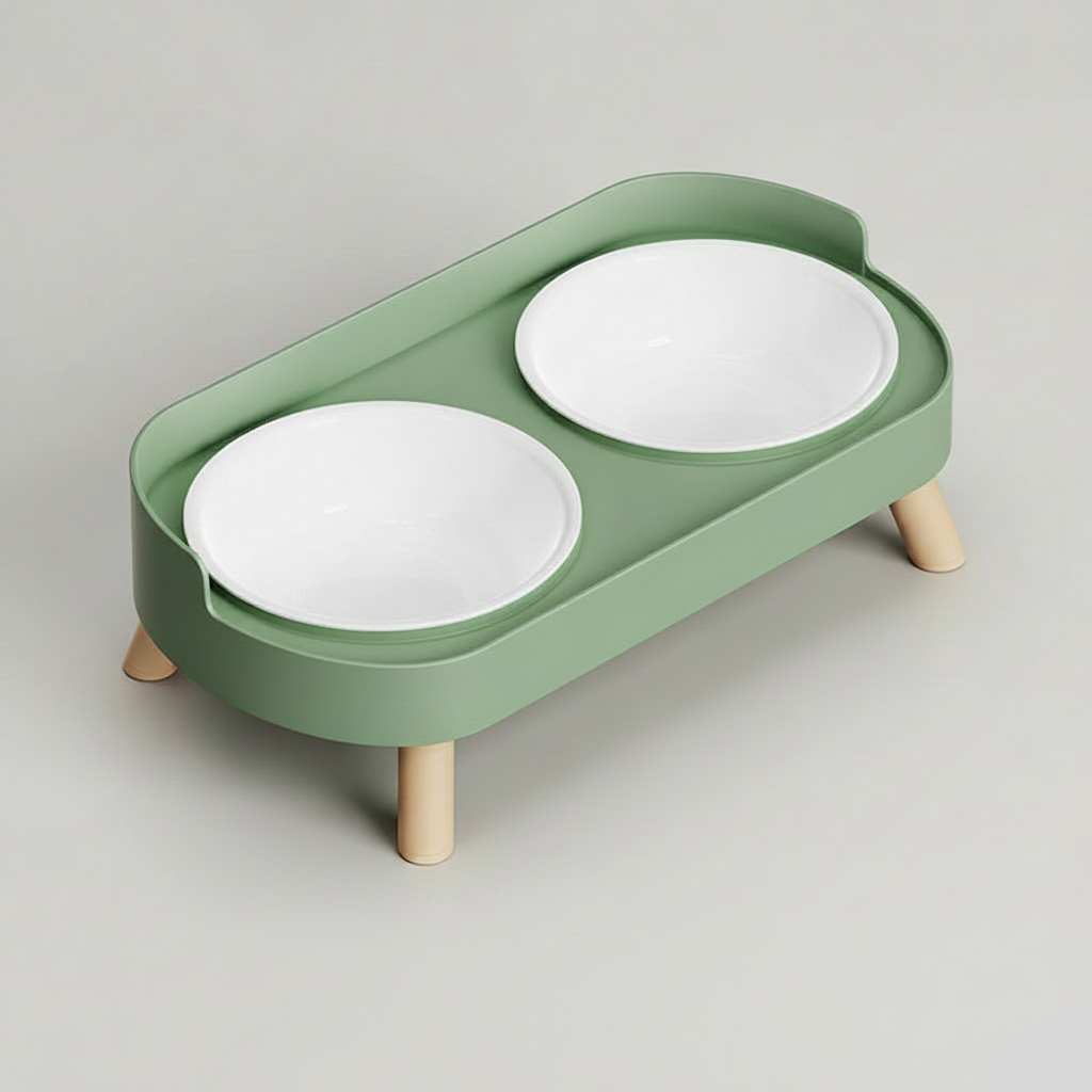 Elevated Dual-Bowl Feeding Station