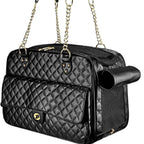 Luxury Quilted Dog Carrier Bag Purse Airline Approved Pet Travel Handbag