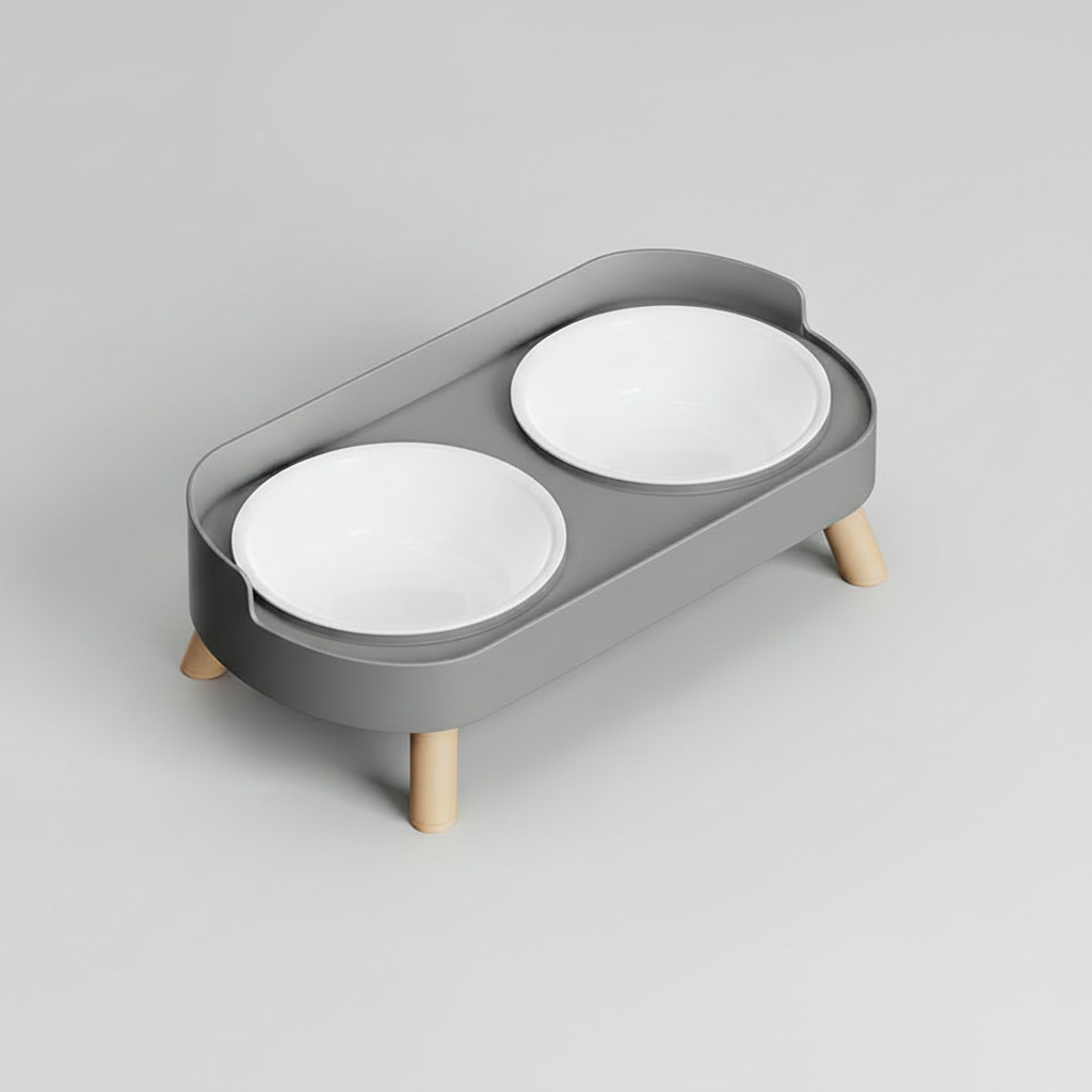 Elevated Dual-Bowl Feeding Station