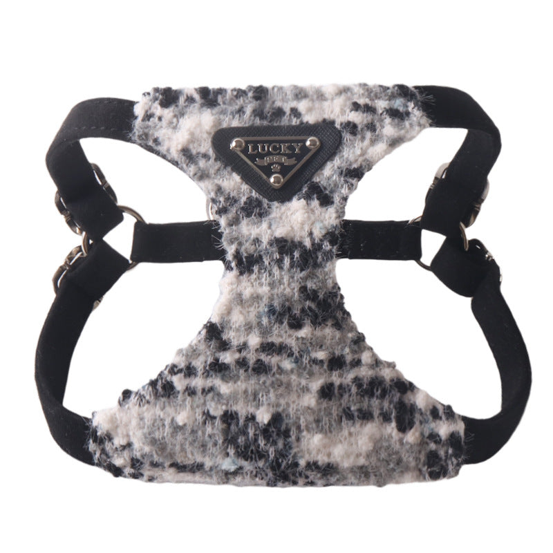 Boutique Tweed Dog Harness and Leash Set Soft Adjustable Small Dog Walking Vest