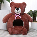 Cute Teddy Bear Pet Bed House Plush Dog & Cat Sleeping Cave for Small Pets