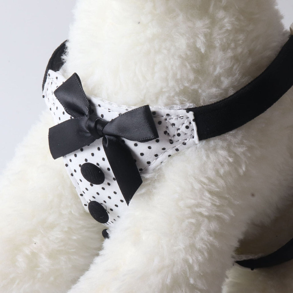 Polka Dot Bow Dog Harness and Leash Set Elegant Adjustable Puppy Vest