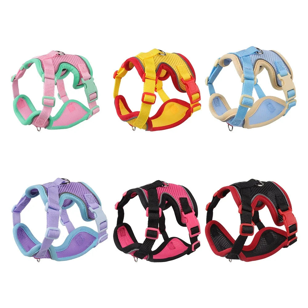 Reflective Pet Harness and Leash Set Adjustable Soft Mesh Vest for Cats and Dogs