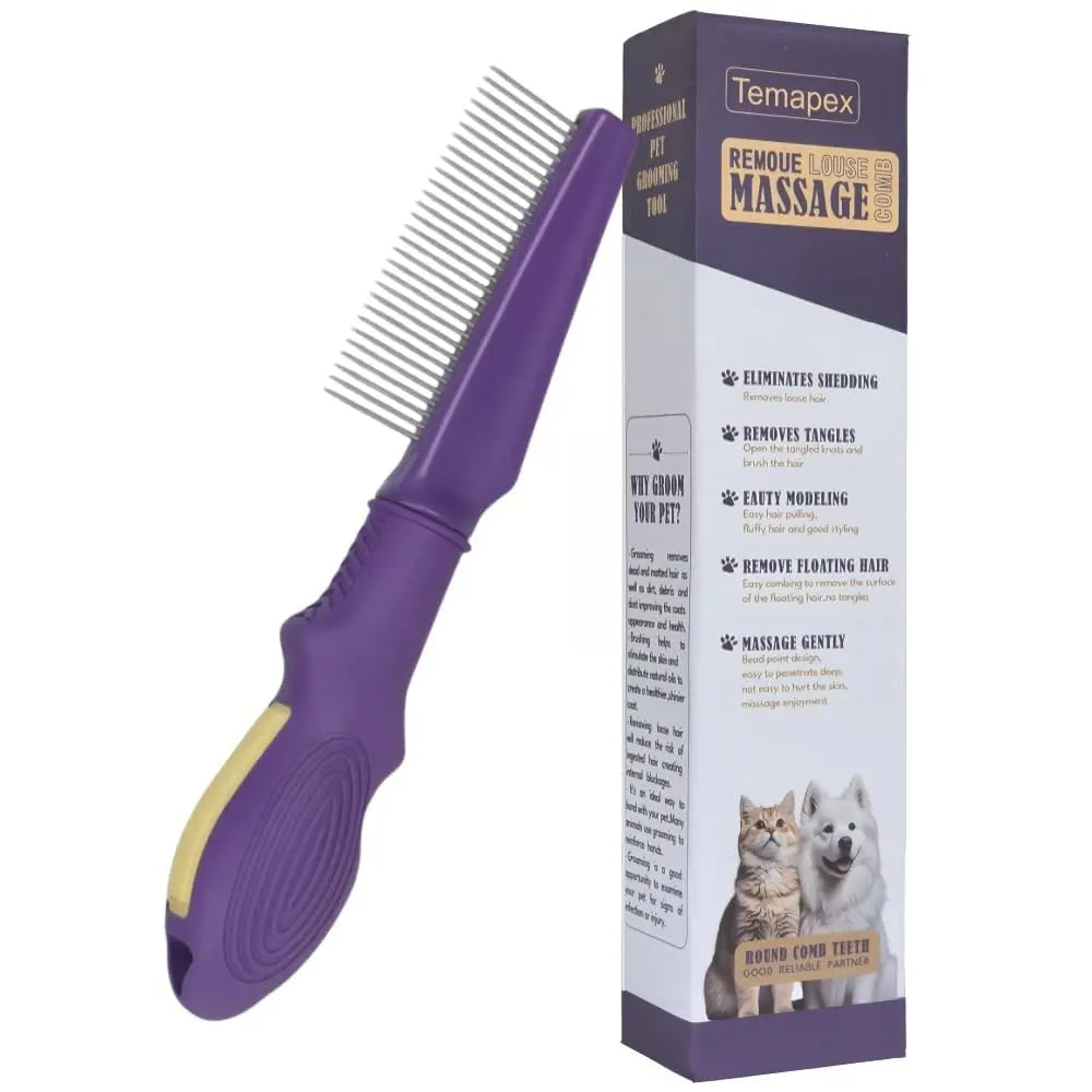 Pet Flea Comb Stainless Steel Teeth Detangling Grooming Tool Dogs Cats