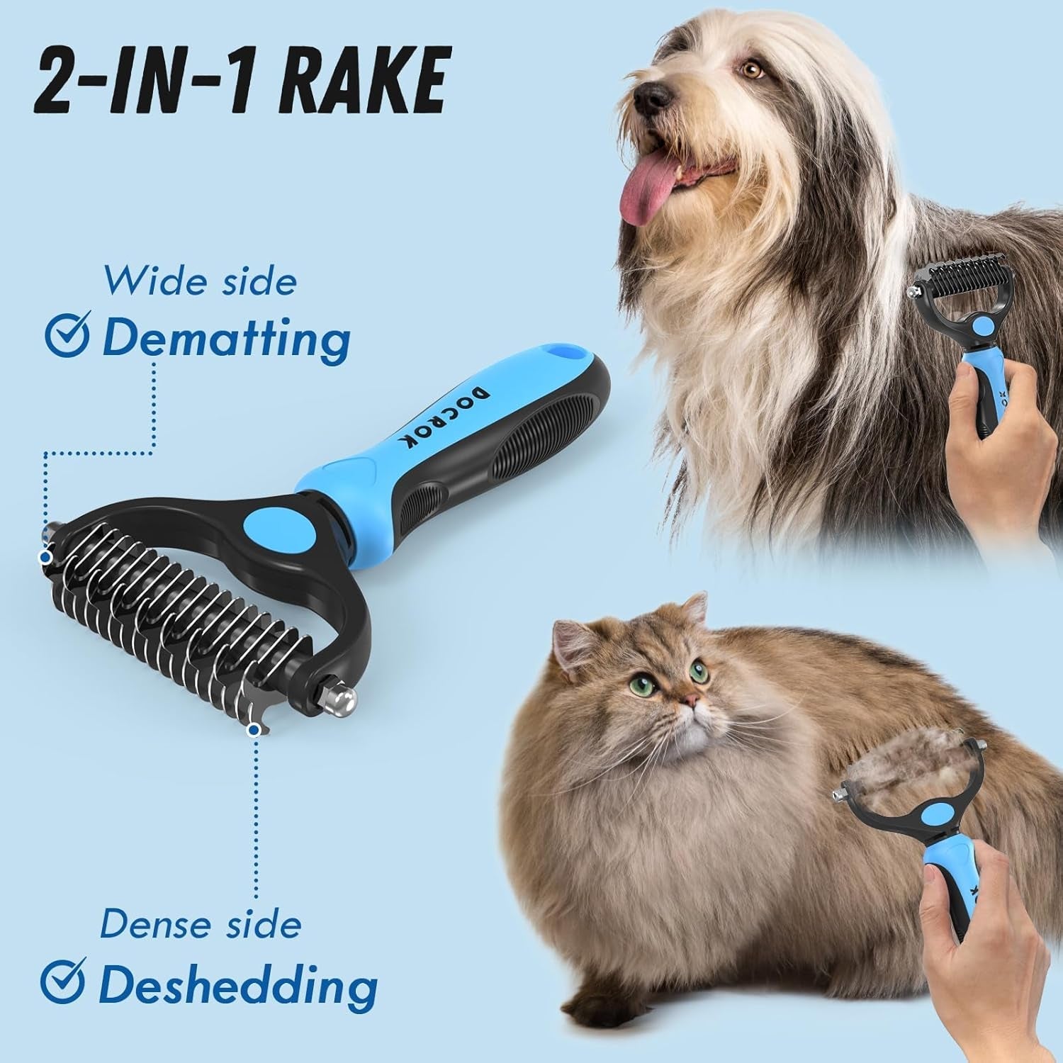 Pet Grooming Brush Comb Deshedding Dematting Tool Cats Dogs