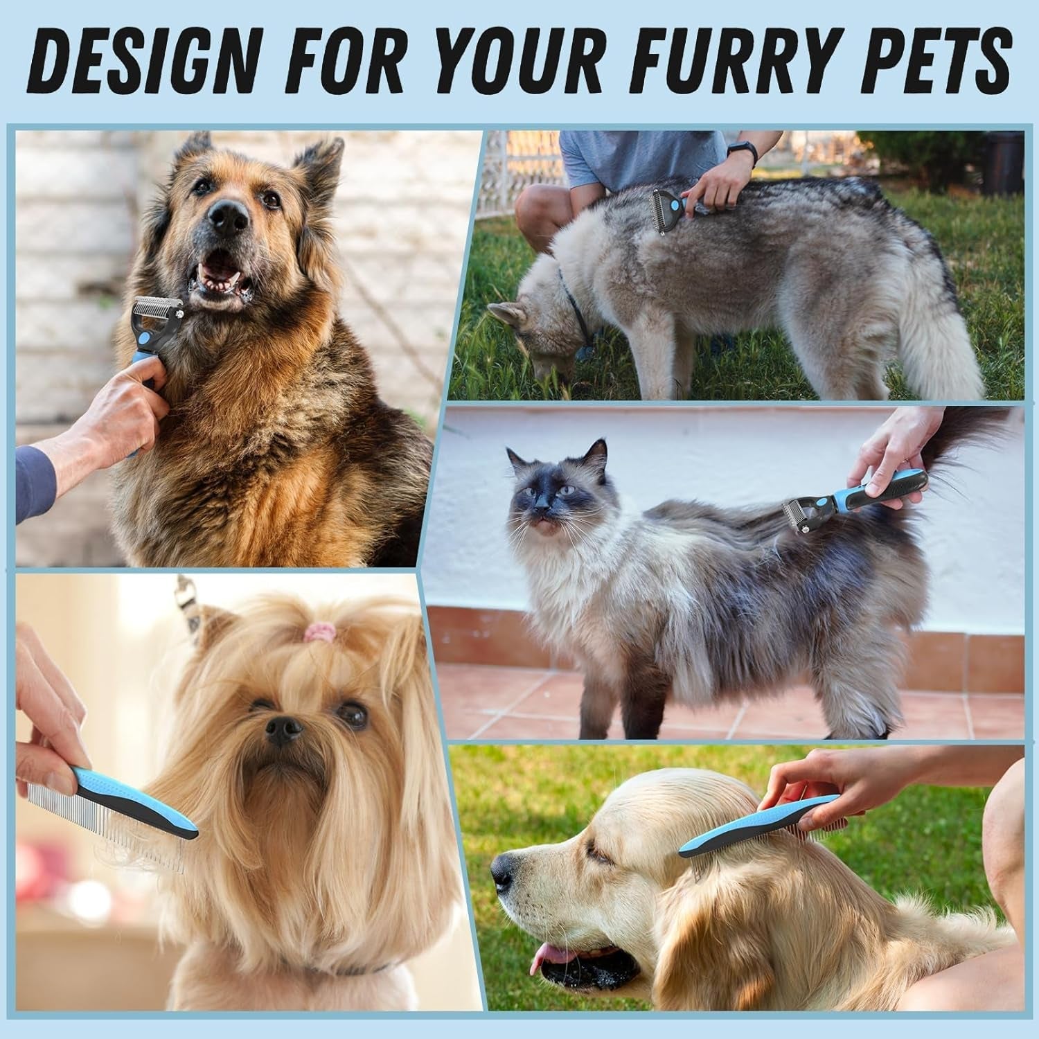 Pet Grooming Brush Comb Deshedding Dematting Tool Cats Dogs