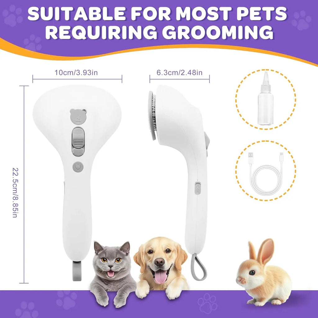 Pet Grooming Brush for Cats & Dogs- Self Cleaning Rechargeable Deshedding