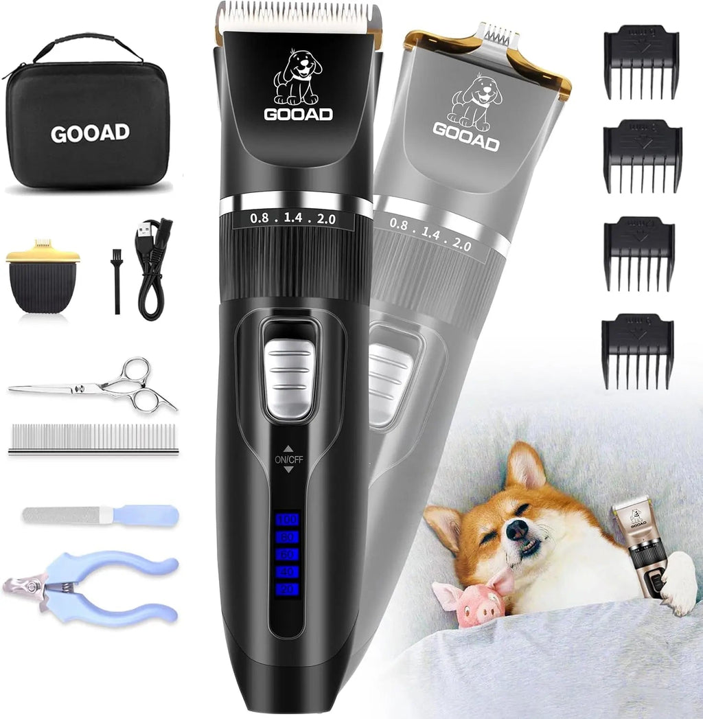 Pet Grooming Clippers Kit – Quiet Cordless Rechargeable Trimmer & Paw Shaver for Dogs & Cats