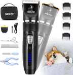 Pet Grooming Clippers Kit – Quiet Cordless Rechargeable Trimmer & Paw Shaver for Dogs & Cats