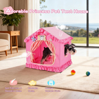 Princess Pet Tent Cat Dog Bed Washable Cozy Indoor Pet House Small Medium Pets