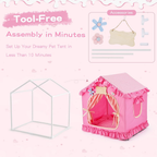 Princess Pet Tent Cat Dog Bed Washable Cozy Indoor Pet House Small Medium Pets