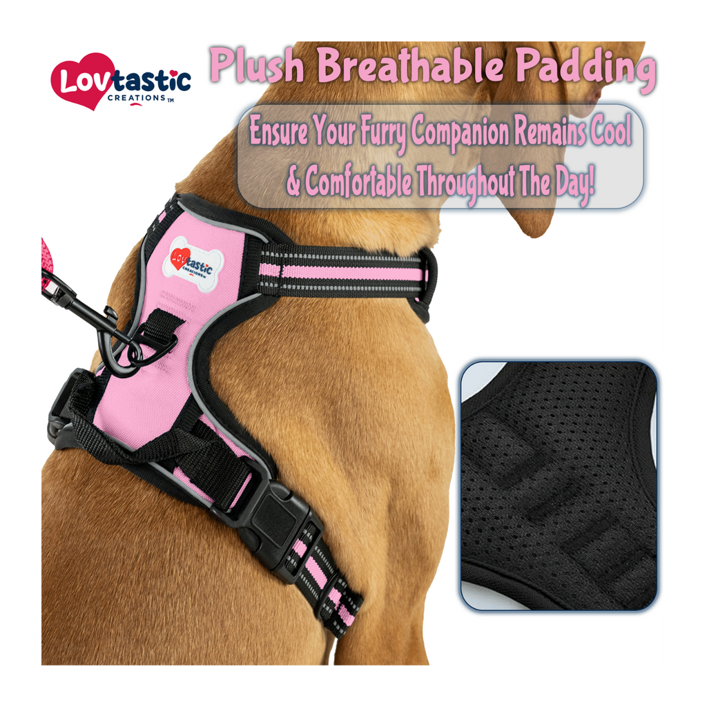 Lovtastic Creations™ No-Pull Dog Harness - with Strong & Durable Dog Leash & Free Poopbag Holder 3pcs Set | Reflective No-Choke Pet Harness