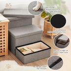Dog Stairs for High Bed 18" H, Foldable Pet Stairs for Small Medium or Large Dogs Puppy with Storage for Bed or Cou