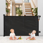 Retractable Baby Gate,HDJ 120inch Extra Wide Baby Safety Gate for Stairs,Doorways,Dog Gate Pet Gate for Indoor and Outdoor,Black