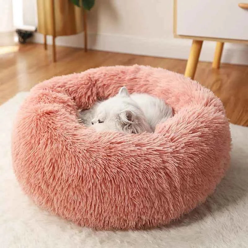 Donut Pet Bed – Calming Round Dog & Cat Bed Soft Plush Cuddler Nest