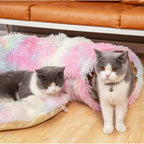 Plush Cat Tunnel Bed – 2-in-1 Cozy Sleeping Bed and Interactive Toy