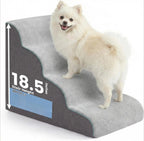 4-Step Dog Stairs for Small Dogs 18.5" H, Curved 4-Step Pet Stairs, Dog Steps for High Bed (18-20 in), Couch with