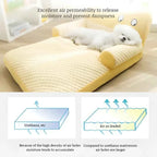 Cooling Pet Sofa Bed – Breathable Ice Silk Dog & Cat Cushion with Backrest Washable Design