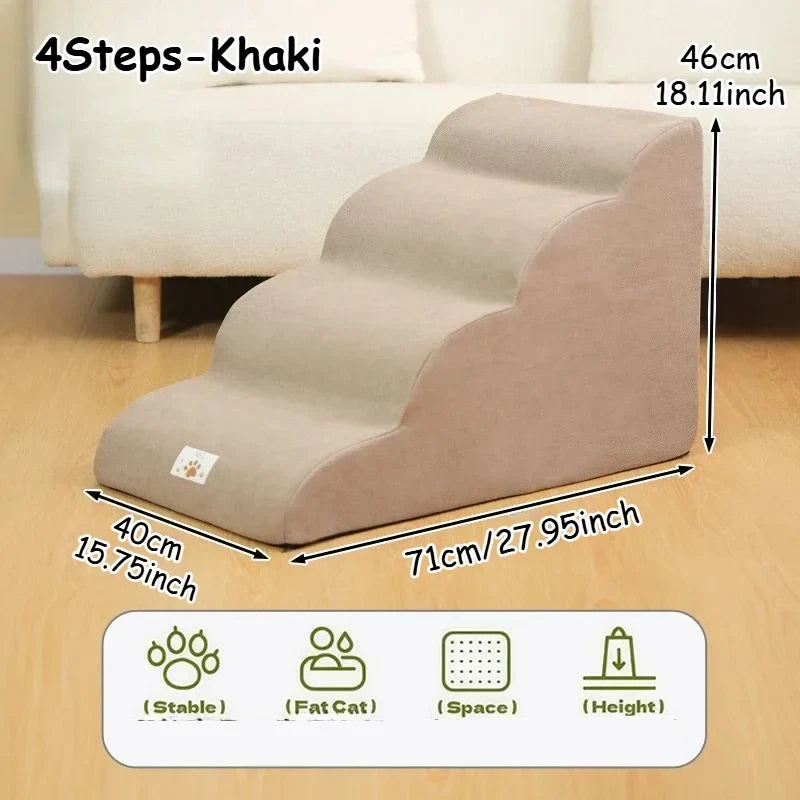 Dog Stairs Ramp for Bed 3/4-Step Dog Steps for High Bed & Couch Pet Steps for Small Dogs Cats Non-Slip Balanced Dog Indoor Ramp