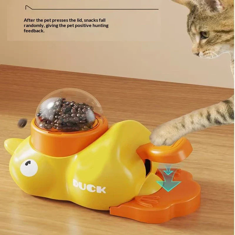 Little Yellow Duck Pet Treat Dispenser Interactive Food Leaking Toy for Cats Dogs Training Slow Feeder Auto Feeder Pet Supplies