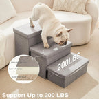 Dog Stairs for High Bed 18" H, Foldable Pet Stairs for Small Medium or Large Dogs Puppy with Storage for Bed or Cou