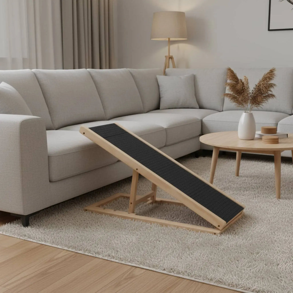 Adjustable Wooden Pet Ramp Space-Saving Foldable Dog Stairs Foldable Dog Ramp Strong Load-Bearing Wooden Pet Ladder for Bed