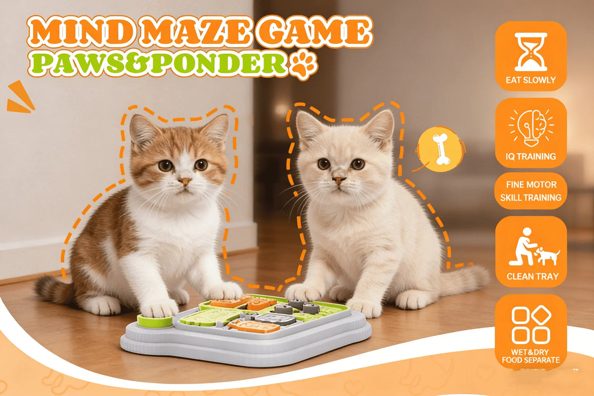 Cat Slow Feeder Toy: Interactive Treat Dispenser for Cognitive Training Games