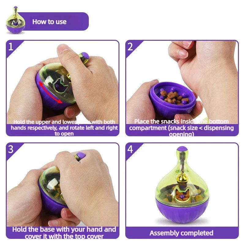 Interactive Pet Cat Dog Food Feeder Rolling Leakage Dispenser Tumbler Toy Cat Food Feeder Training Funny Toy Cat Pet Feeder