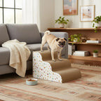 Transformable Pet Stairs Ramp Cleanable Cover Foldable Pet Ramp Three-Tier Dog Stairs Non-Slip Surface for Older Animals
