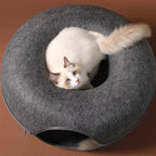 Felt Donut Cat Bed | 2-in-1 Cat Tunnel Bed & Hideout