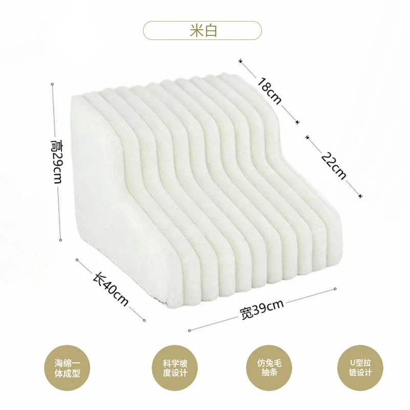 Plush Dogs Ladder with 35° Slope Ramp Non-Slip High Resilience Sponge Steps Pets Stairs Bedside Ramp Dog Supplies Accessories