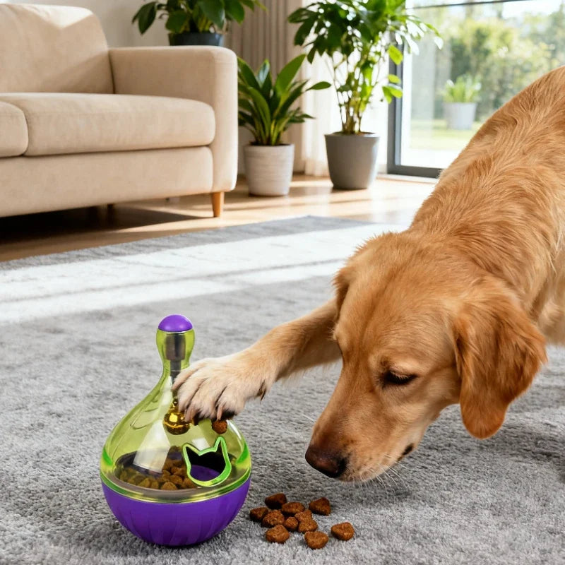 Interactive Pet Cat Dog Food Feeder Rolling Leakage Dispenser Tumbler Toy Cat Food Feeder Training Funny Toy Cat Pet Feeder