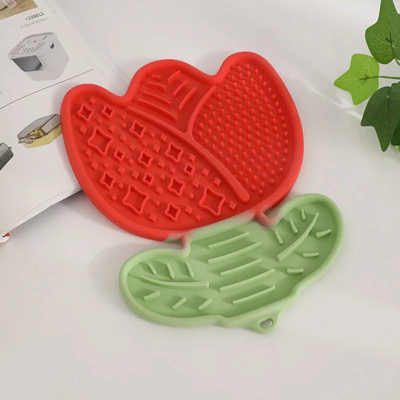 Multi-Function Lick Mat for Pets,Non-Slip Slow Feeder with Divider, Boredom Relief Anti-Choke Dining Mat for Dogs Cats,Dog Mat