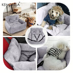 KEMORELA Car Seat for Cats & Small Dogs Winter Soft Gray Ergonomic Pet Carrier with Adjustable Straps Durable Polyester Material